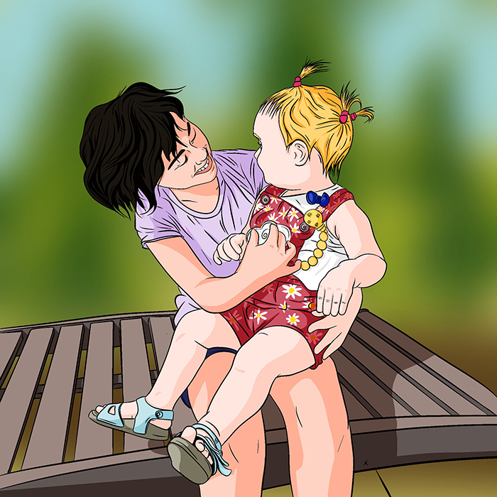 Illustrazione madre e bambino
